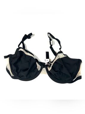 NEW Victorias Secret 34DD Unlined Demi Bra Black Beige Mesh Sheer #4202